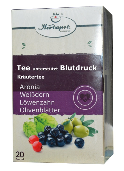 Tee gegen hohen Blutdruck mit Olivenblätter Extrakt, Aronia, Weißdorn, Löwenzahn, Knoblauch, wirkt abwässernd und entsäuernd